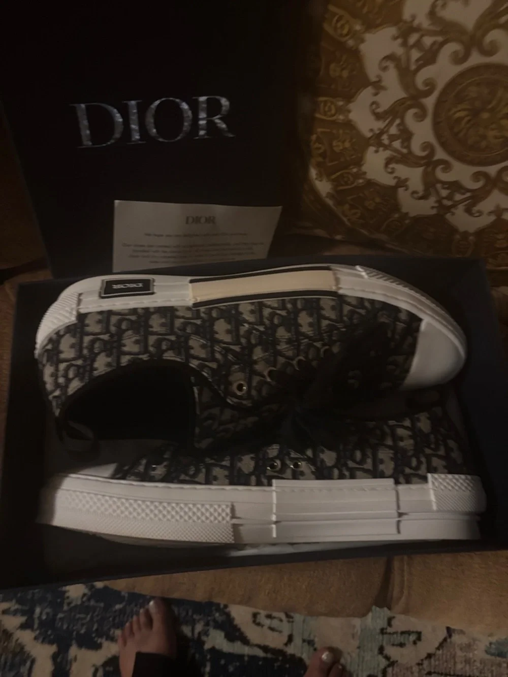 Dior Low-Top Oblique Canvas Sneakers in Black and White - Picture 3 of 7